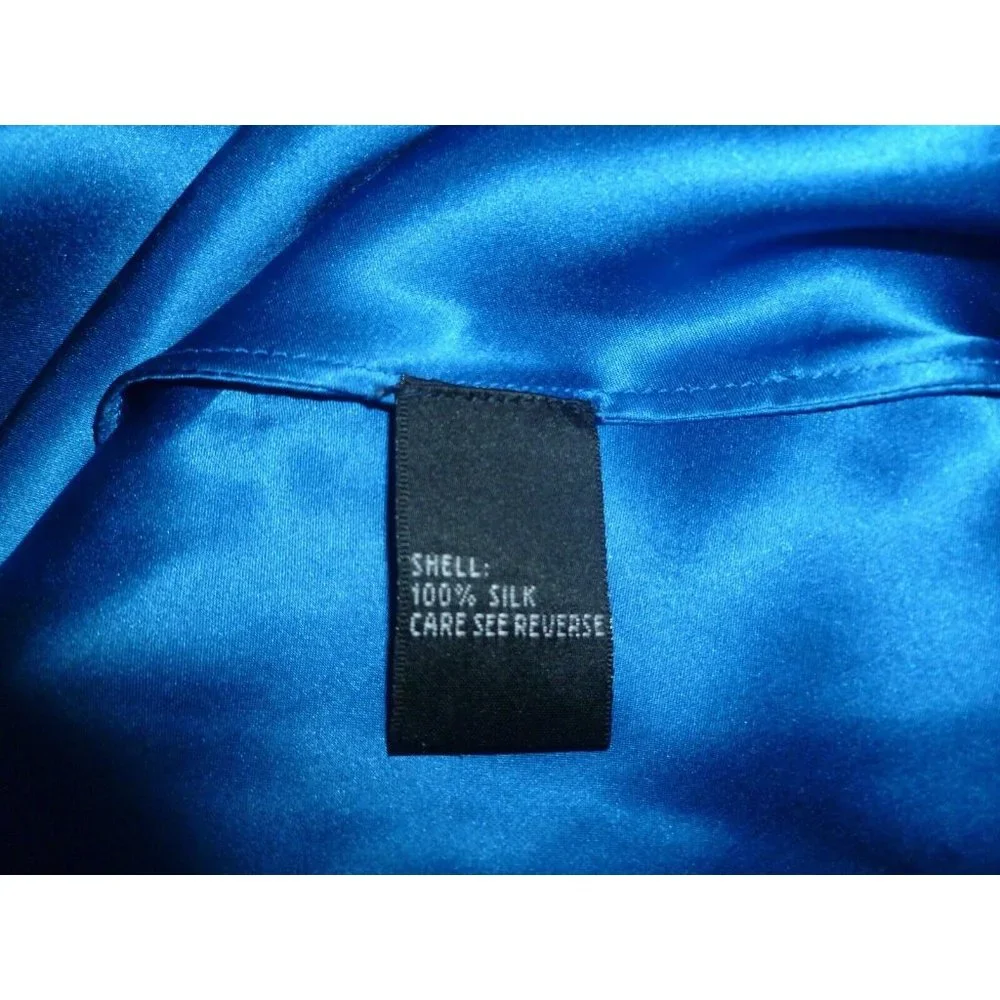 Carmen Marc Valvo Blue Strapless Dress Beaded Silk Summer 8
